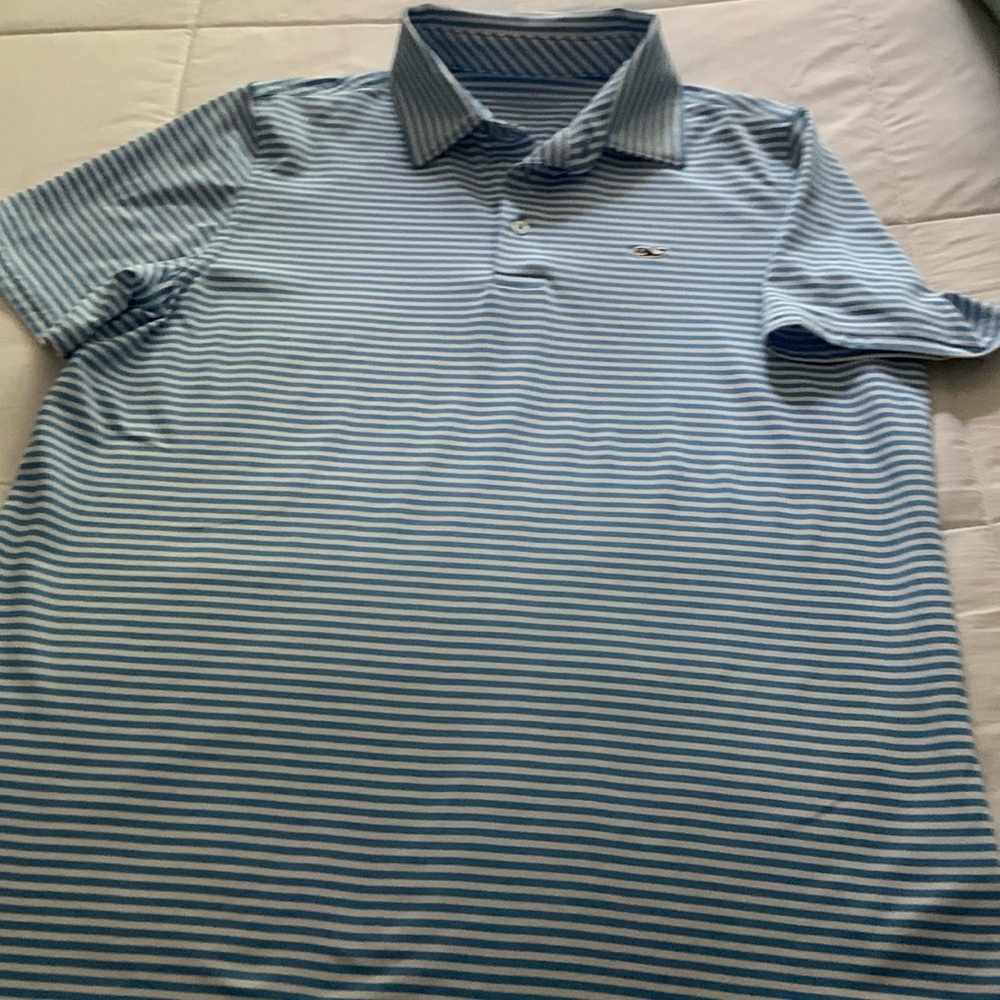 Vineyard Vines blue and white polo shirt. Boys XL